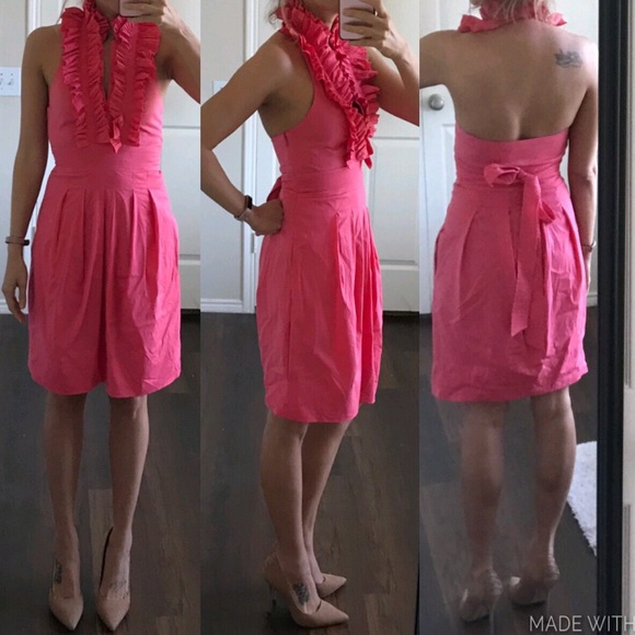 BCBGMaxAzria Dresses & Skirts - BCBGMAXAZRIA coral ruffle halter dress
